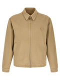 Beige Solid Shirt Collar Jacket 1