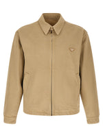 Beige Solid Shirt Collar Jacket 1