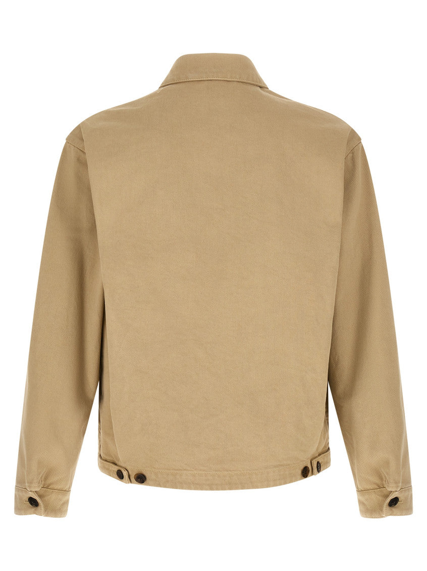 Beige Solid Shirt Collar Jacket 2