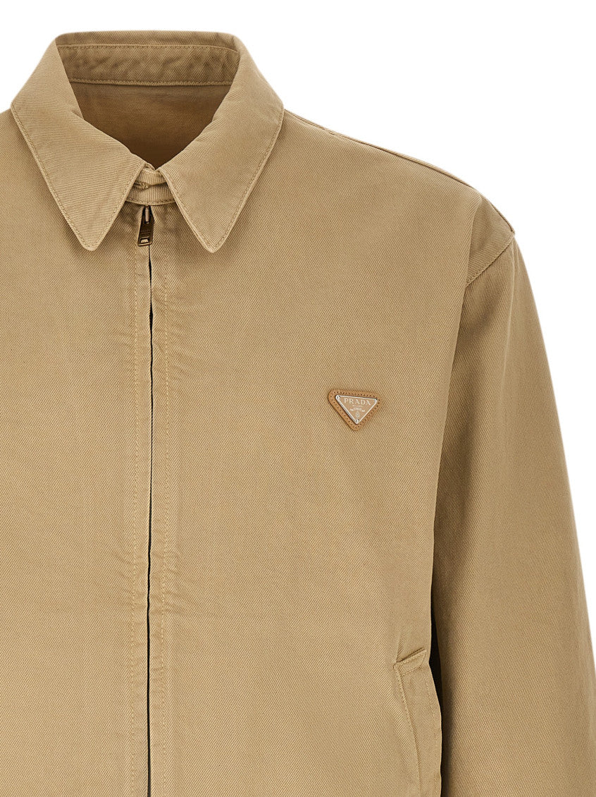 Beige Solid Shirt Collar Jacket 3