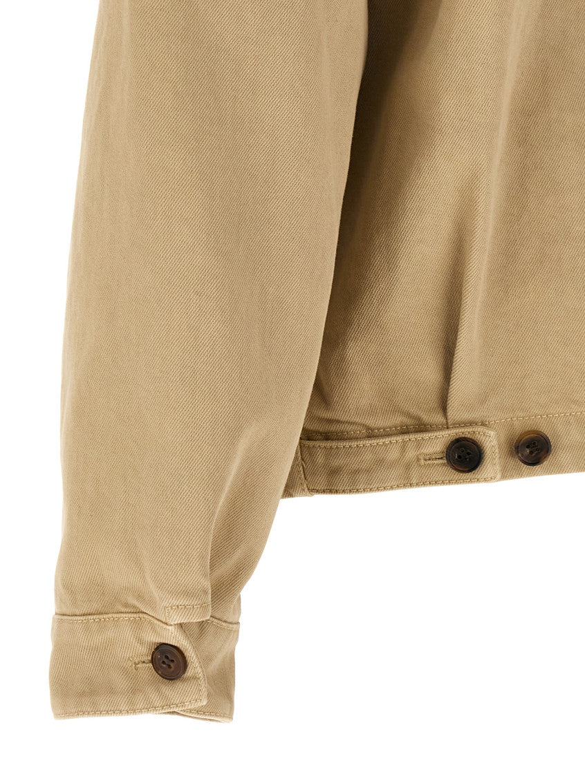 Beige Solid Shirt Collar Jacket 4
