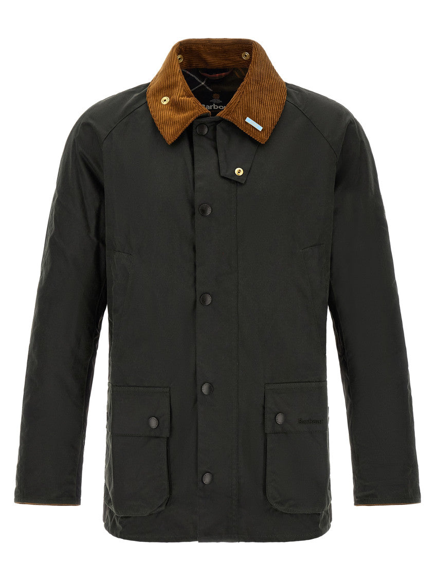 Green Solid Shirt Collar Jacket 1