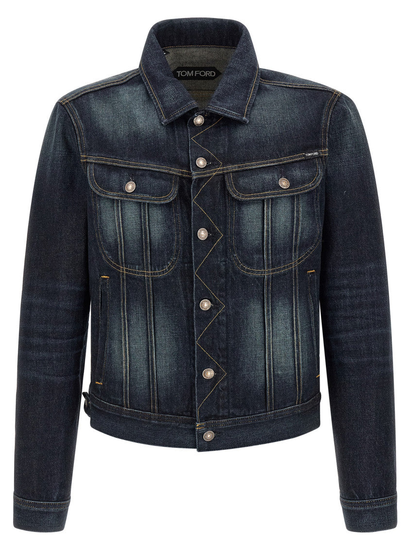 Blue Solid Shirt Collar Jacket 1