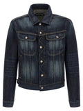 Blue Solid Shirt Collar Jacket 1