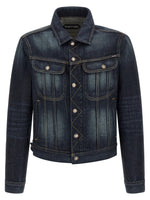 Blue Solid Shirt Collar Jacket 1