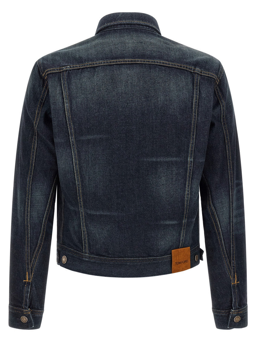 Blue Solid Shirt Collar Jacket 2
