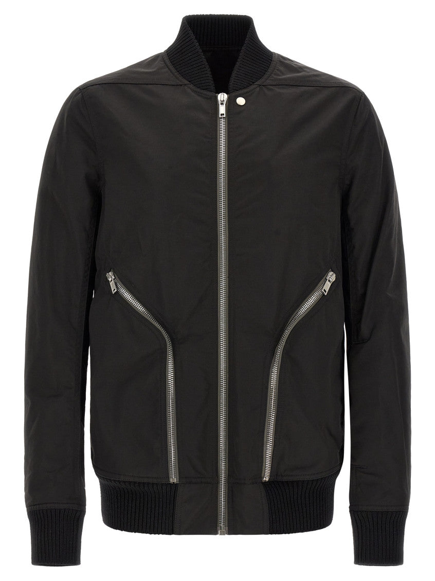 Black Solid Mock Collar Jacket 1