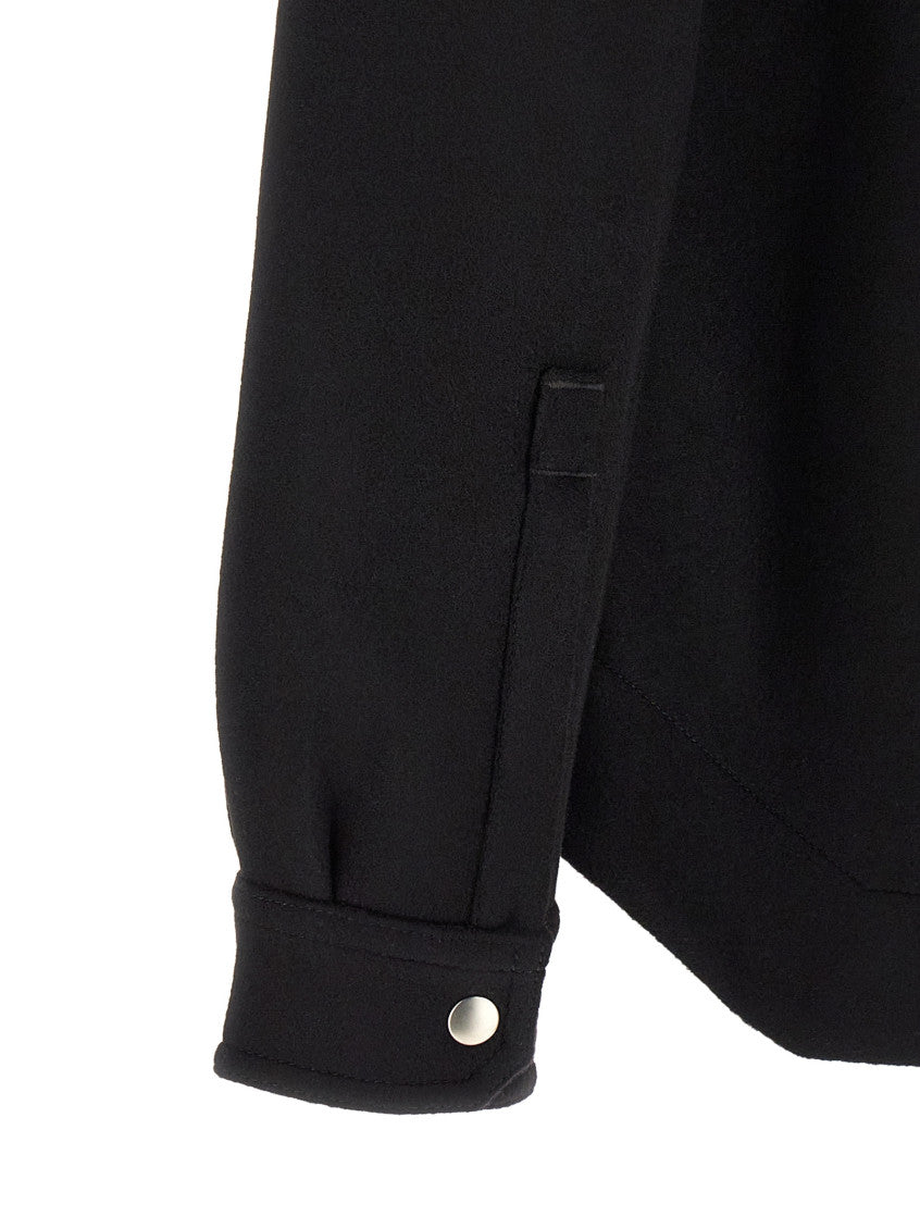 Black Solid Overshirt Jacket 4