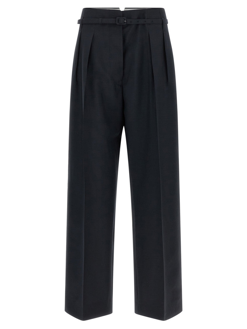 Blue Tailored Pleated Pants 1