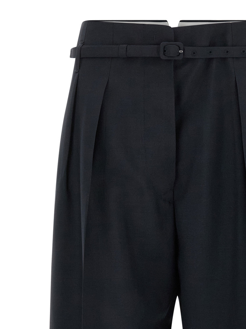 Blue Tailored Pleated Pants 3