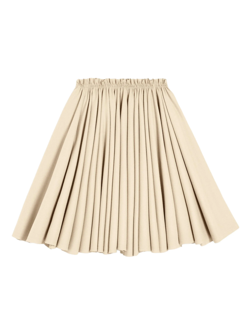 Beige Pleated Midi Skirt 1