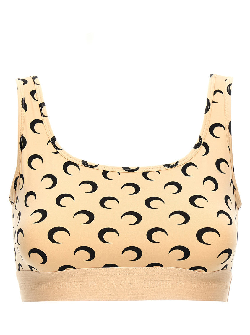 Beige 'Moon Printed Jersey' cropped top 1