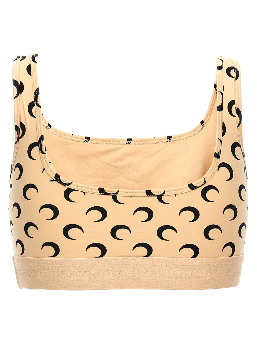 Beige 'Moon Printed Jersey' cropped top 2