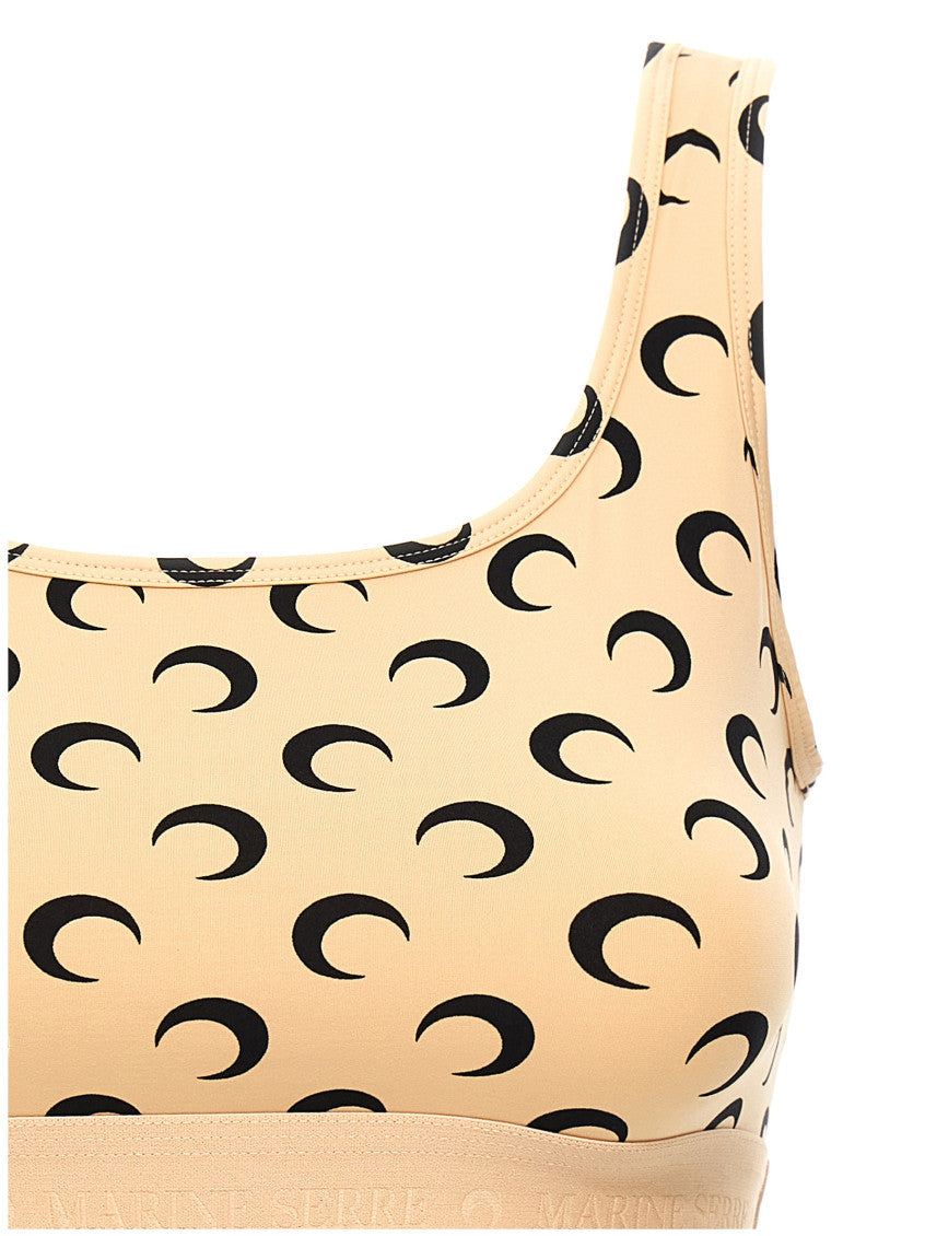 Beige 'Moon Printed Jersey' cropped top 3