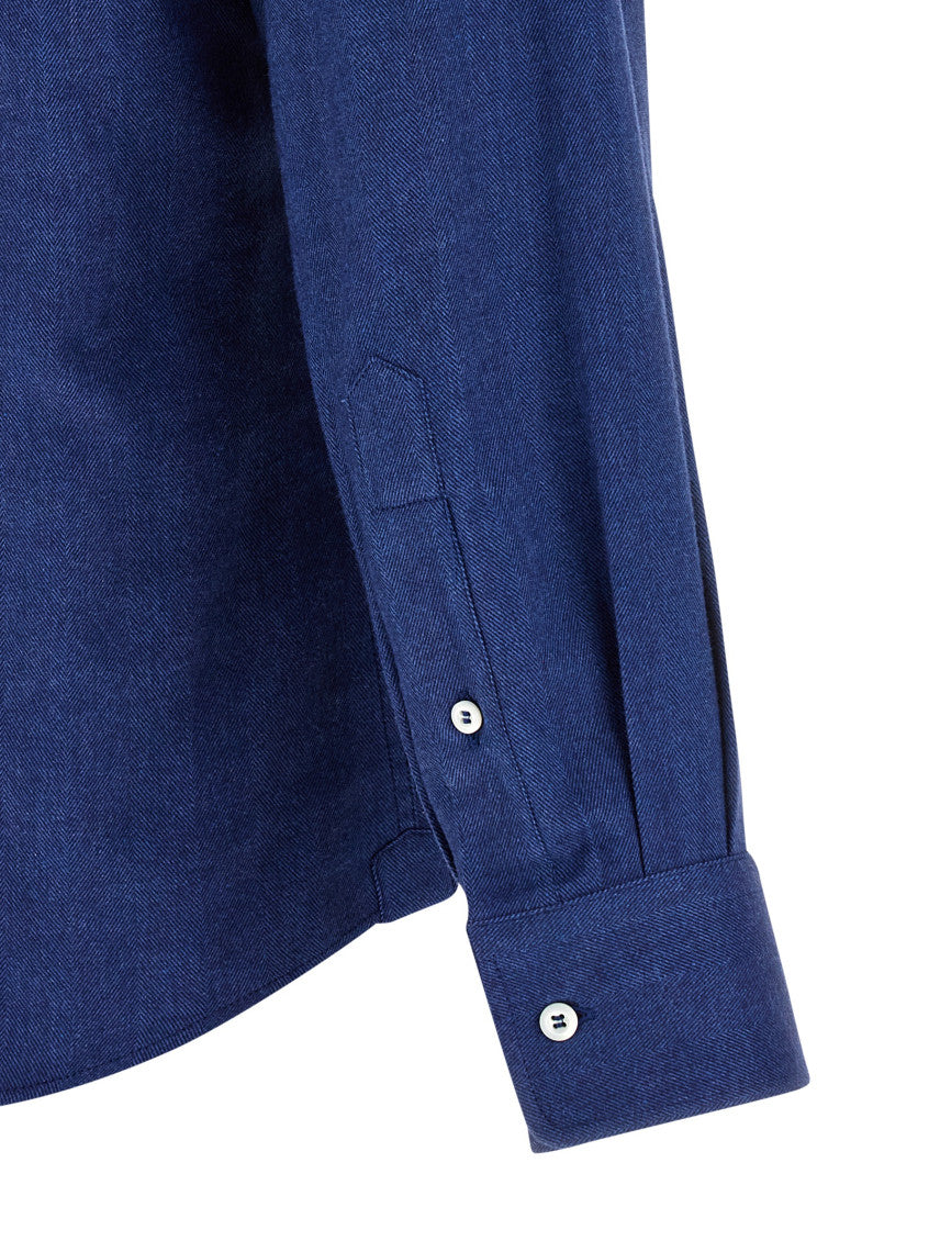 Blue Herringbone shirt 4