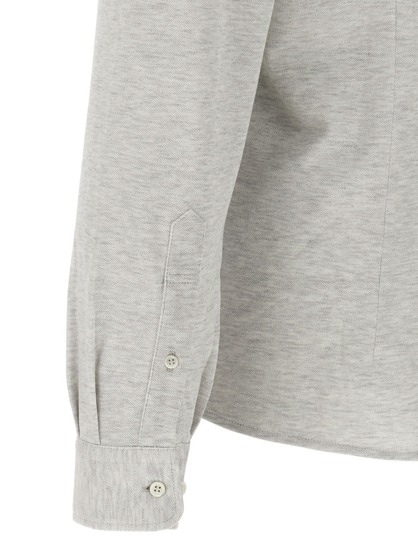 Grey Piqué cotton shirt 4