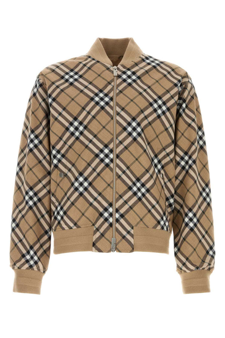 Beige Printed Bomber Jacket 1