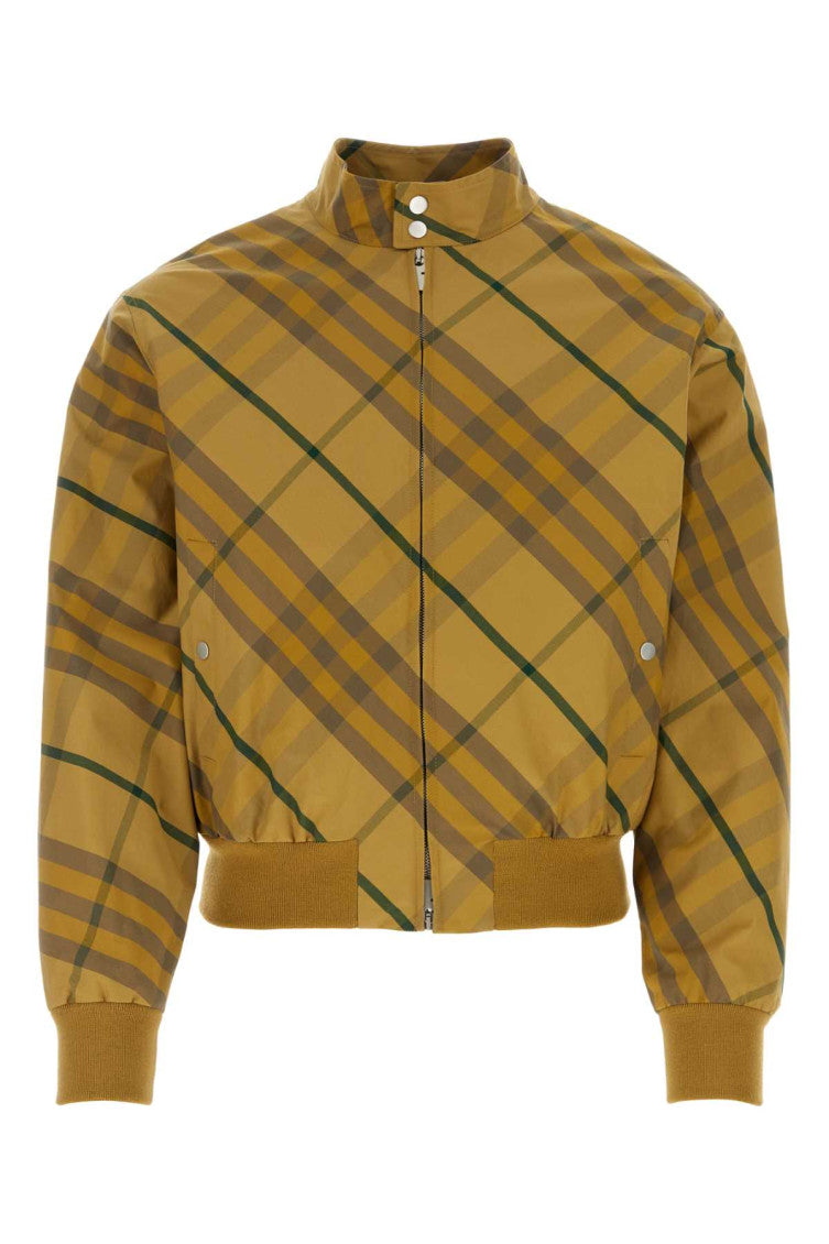 Mustard Plaid Pattern Bomber Jacket 1