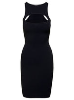 Black Mini Sleeveless Ribbed Dress With Cut-Out Detail 1
