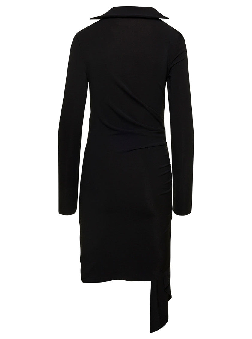 Black Mini Asymmetric Dress With Cut-Out And Ruffle Detail 2