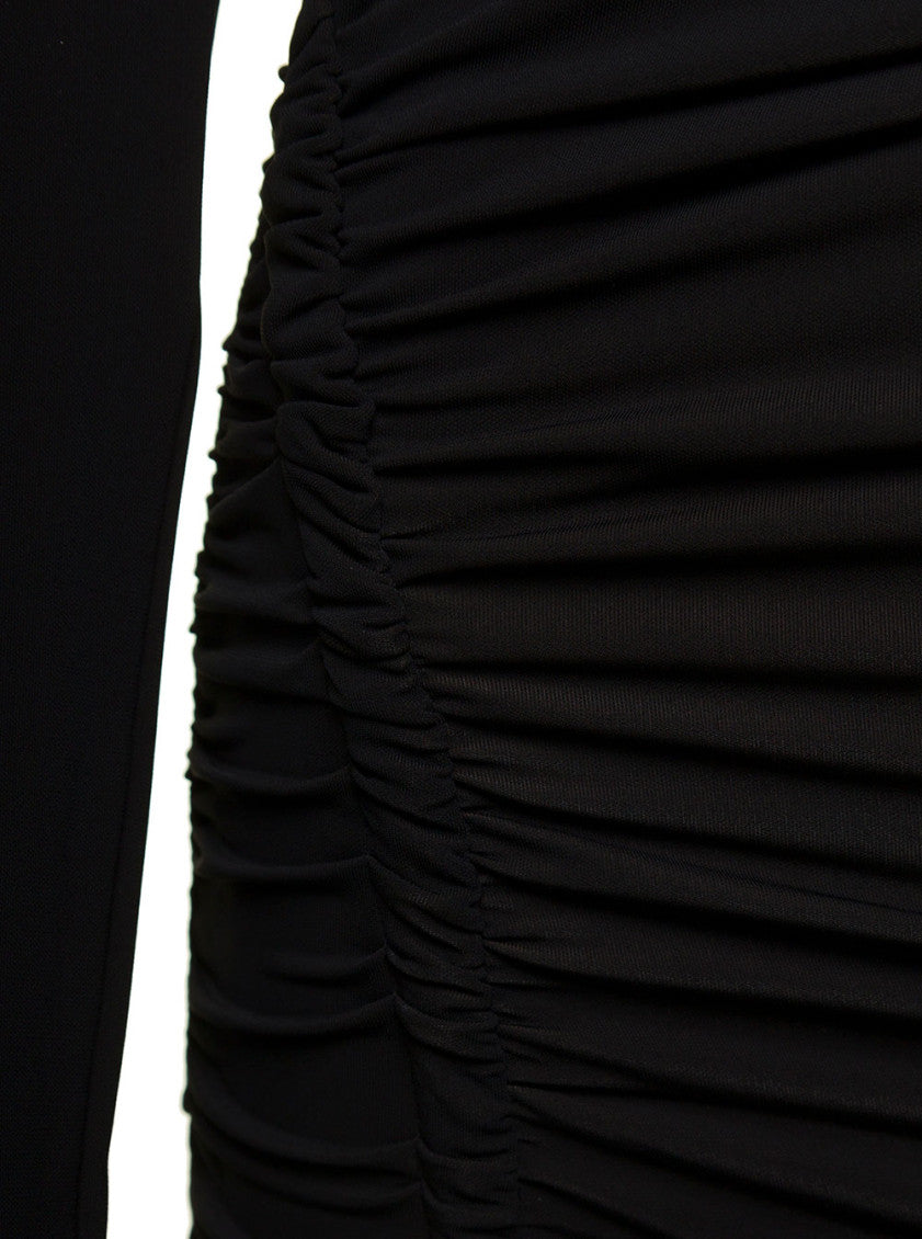 Black Mini Asymmetric Dress With Cut-Out And Ruffle Detail 3