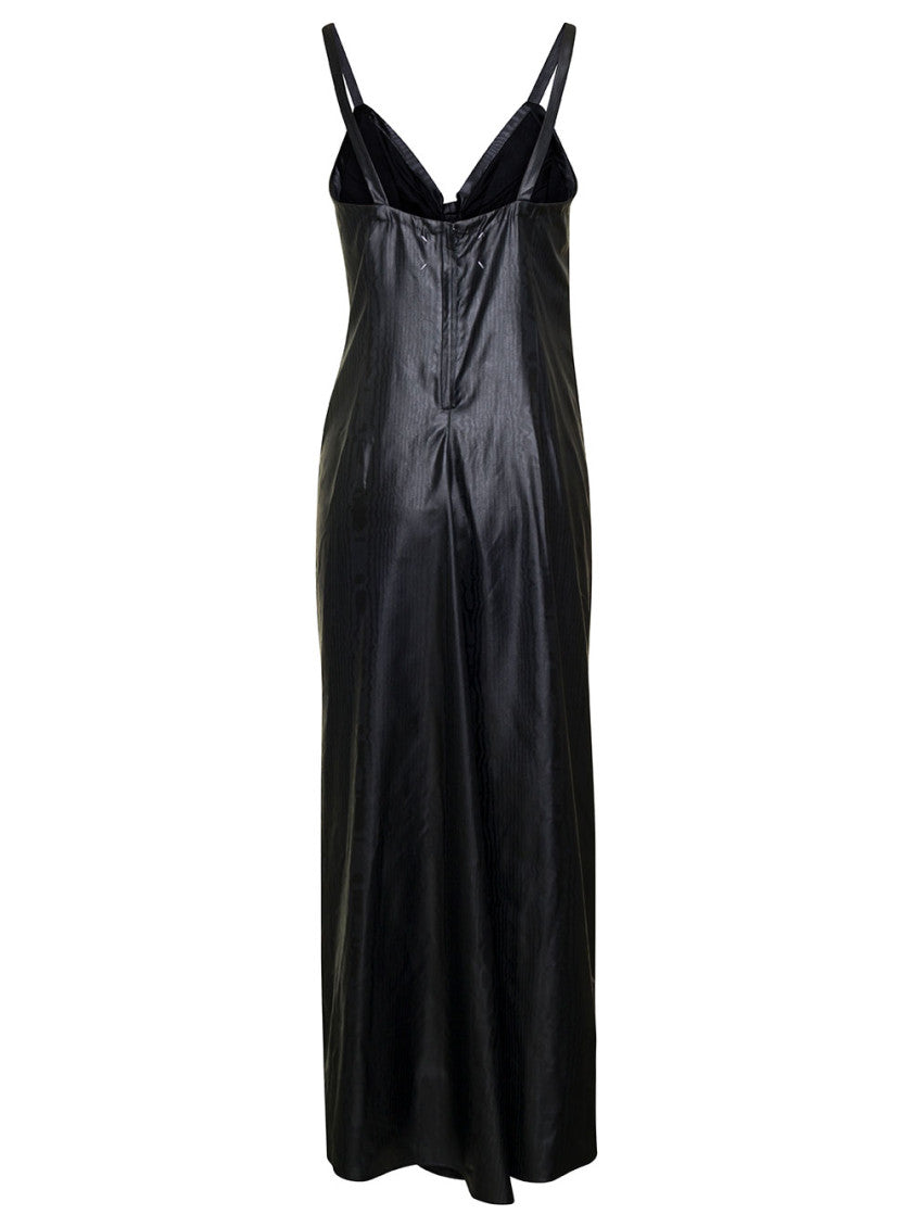 Black Poly Ruched Midi Dress 2