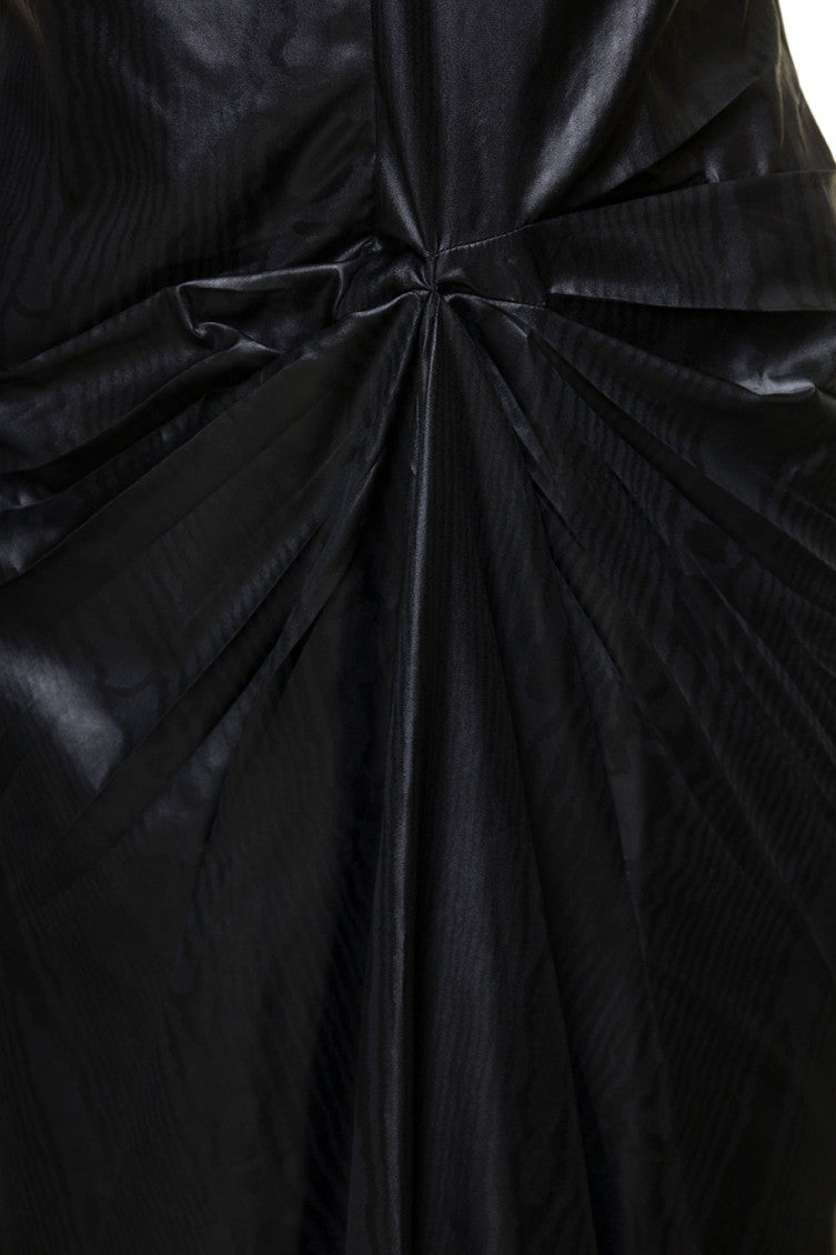 Black Poly Ruched Midi Dress 3