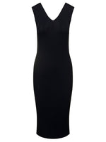 Black Mini Sleeveless Knit Dress With Logo Pstch In Viscose Blend Woman 1