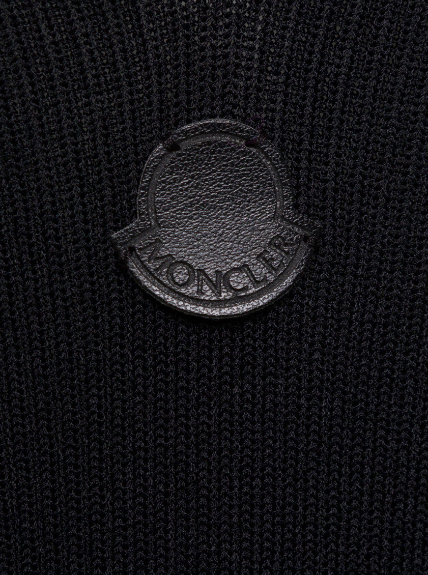 Black Mini Sleeveless Knit Dress With Logo Pstch In Viscose Blend Woman 3