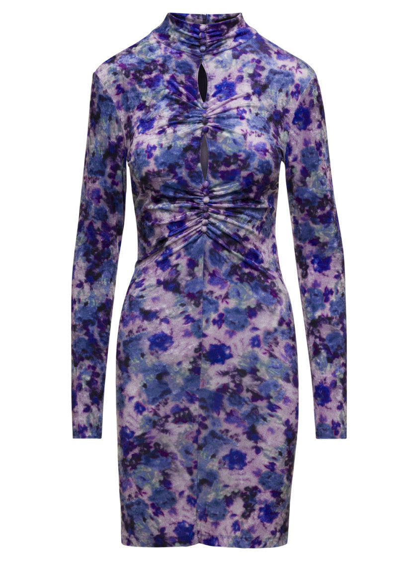 Purple GRAM FLORAL STRETCH DRESS 1