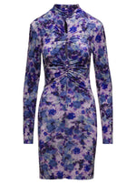 Purple GRAM FLORAL STRETCH DRESS 1