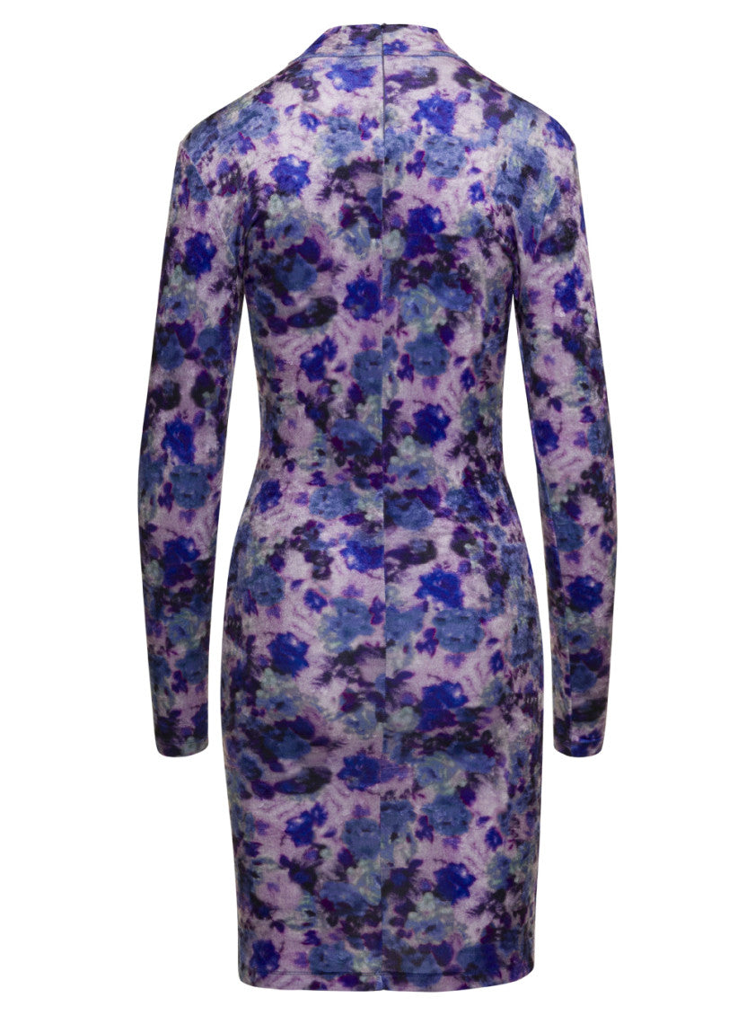 Purple GRAM FLORAL STRETCH DRESS 2