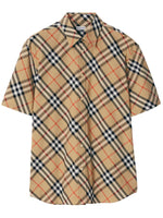 Beige Short Sleeves Check Shirt 1