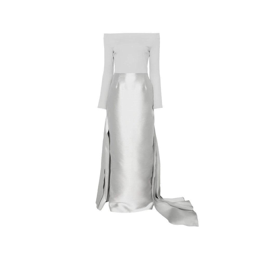 Grey Off Shoulder Maxi Dress 1