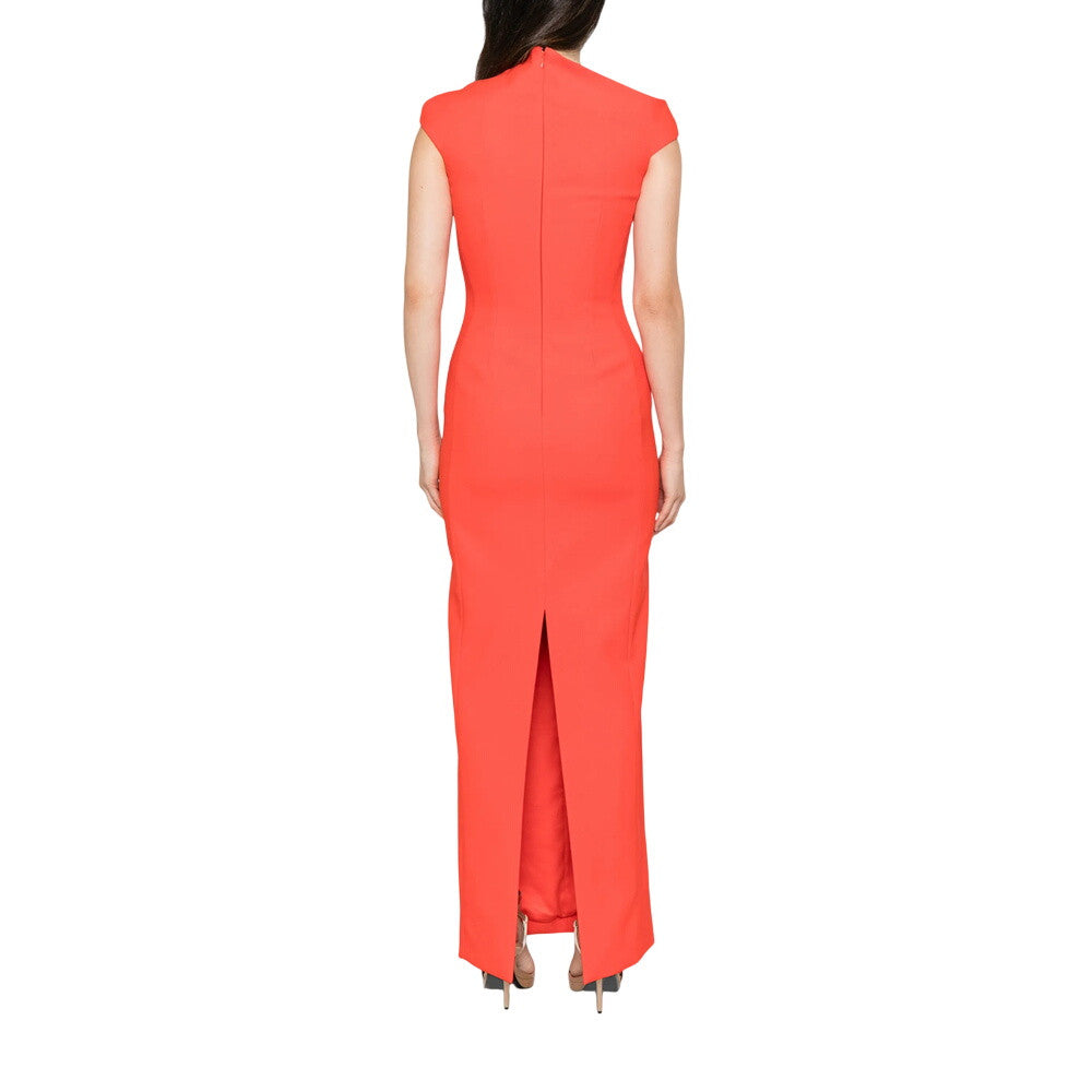 Orange Mock Collar Maxi Dress 2