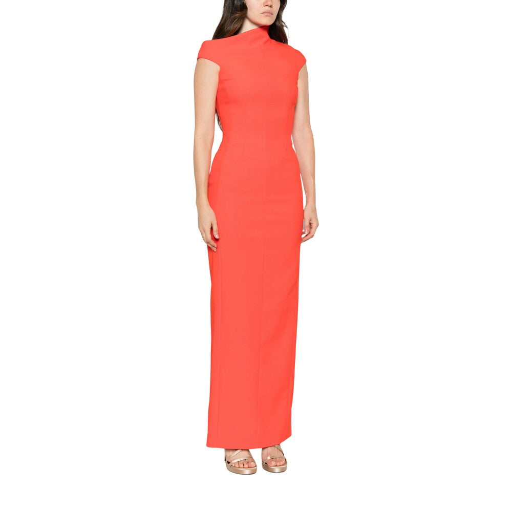 Orange Mock Collar Maxi Dress 3