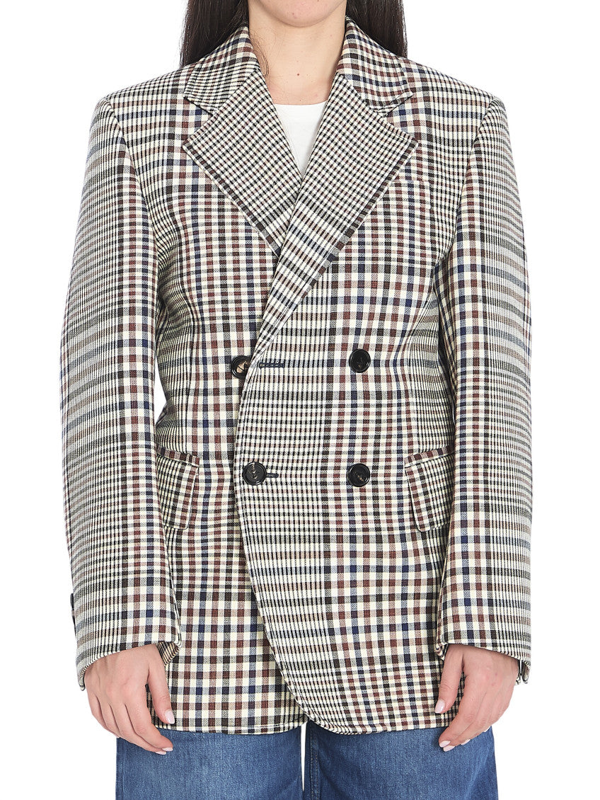 Grey Checks Peaked Lapel Blazer 1