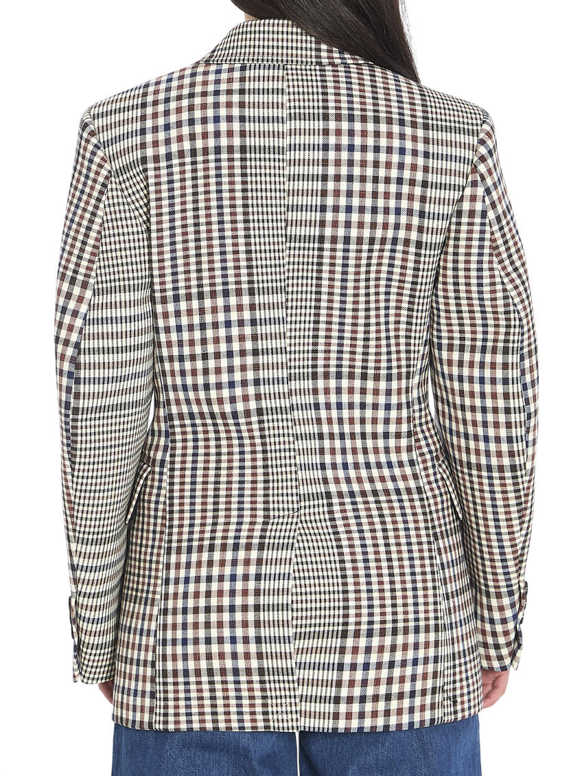 Grey Checks Peaked Lapel Blazer 2