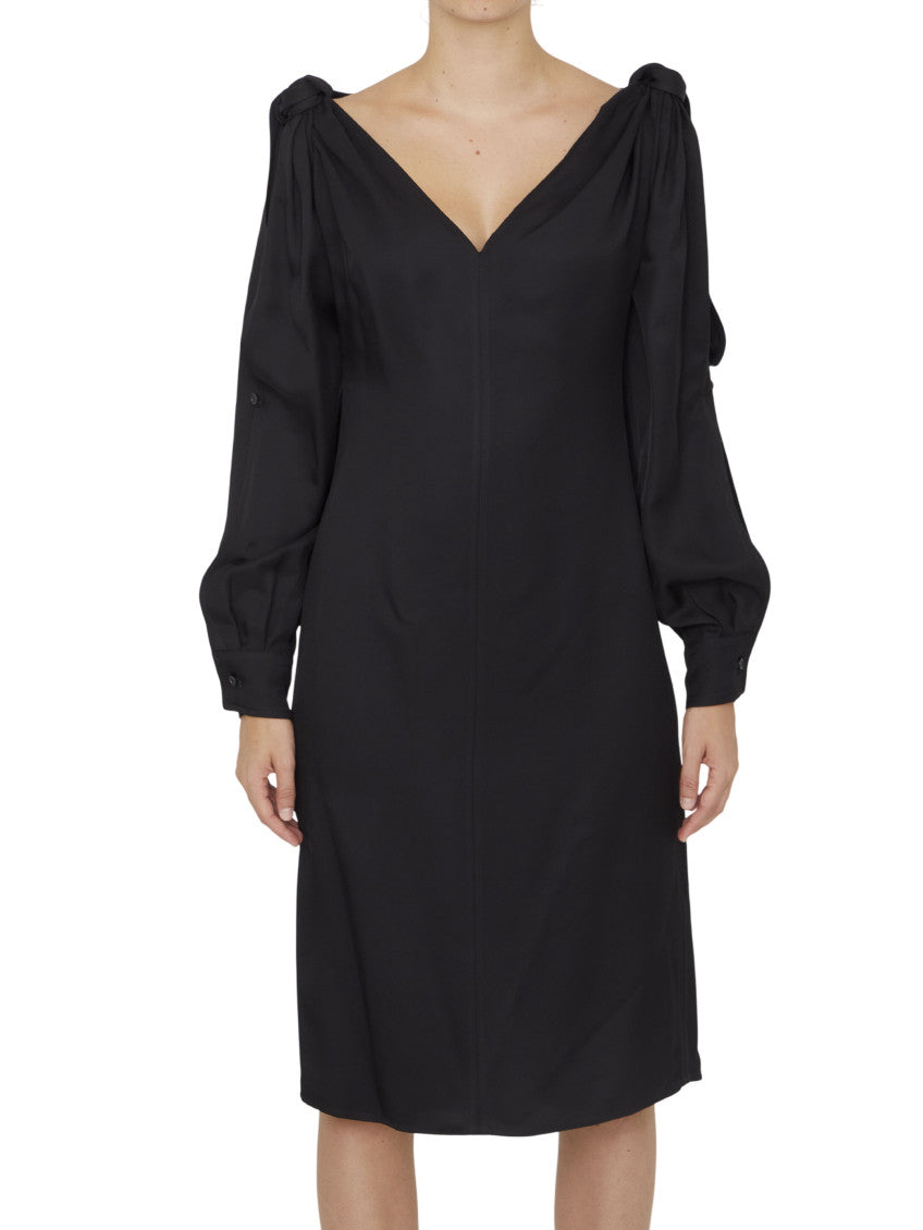 Black V Neck Midi Dress 1