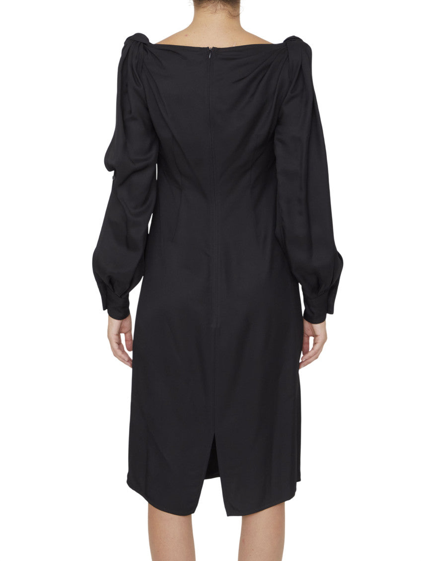 Black V Neck Midi Dress 2