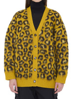 Yellow Animal Print V Neck Sweater 1