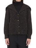 Black Knitted Shawl Neck Sweater 1