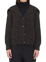 Black Knitted Shawl Neck Sweater 1