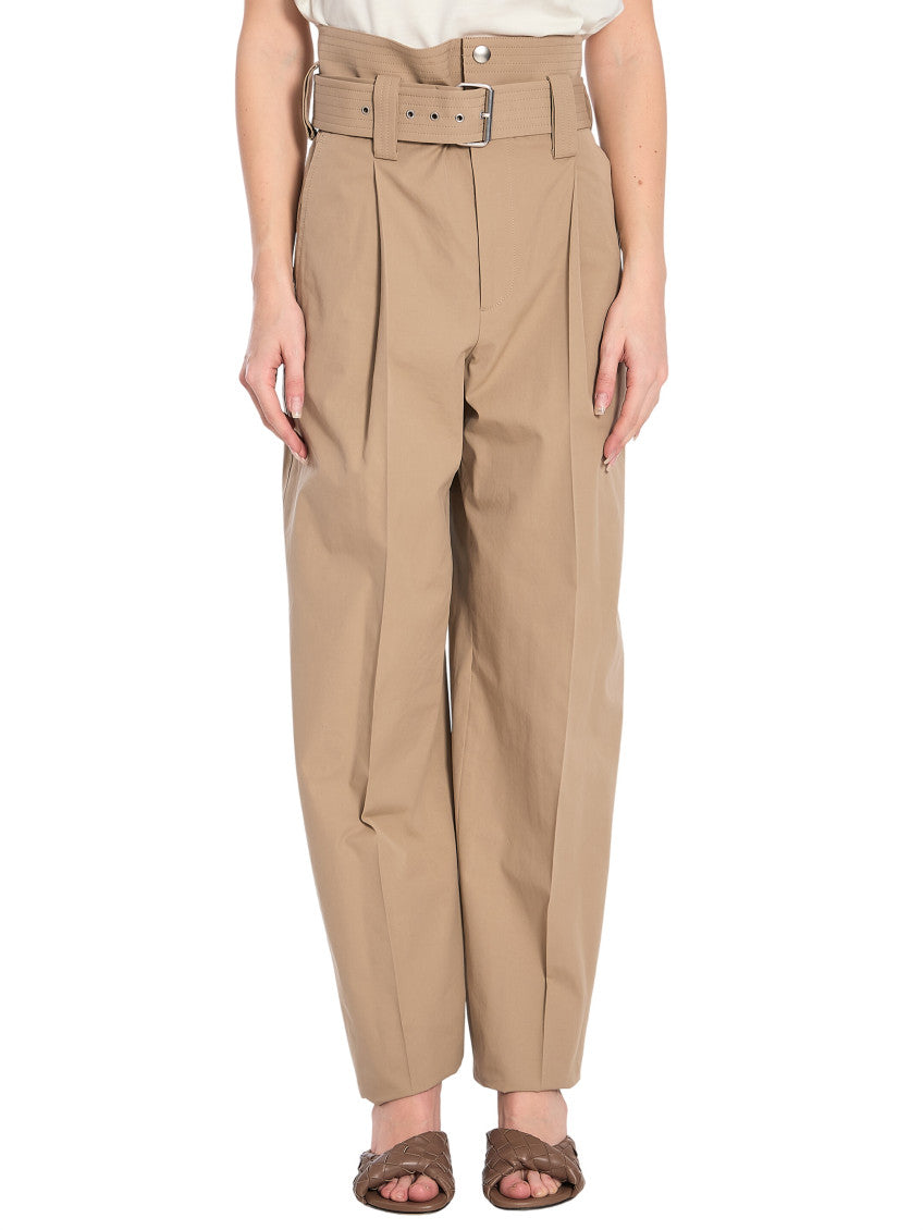 Beige Carrot Pleated Pants 1