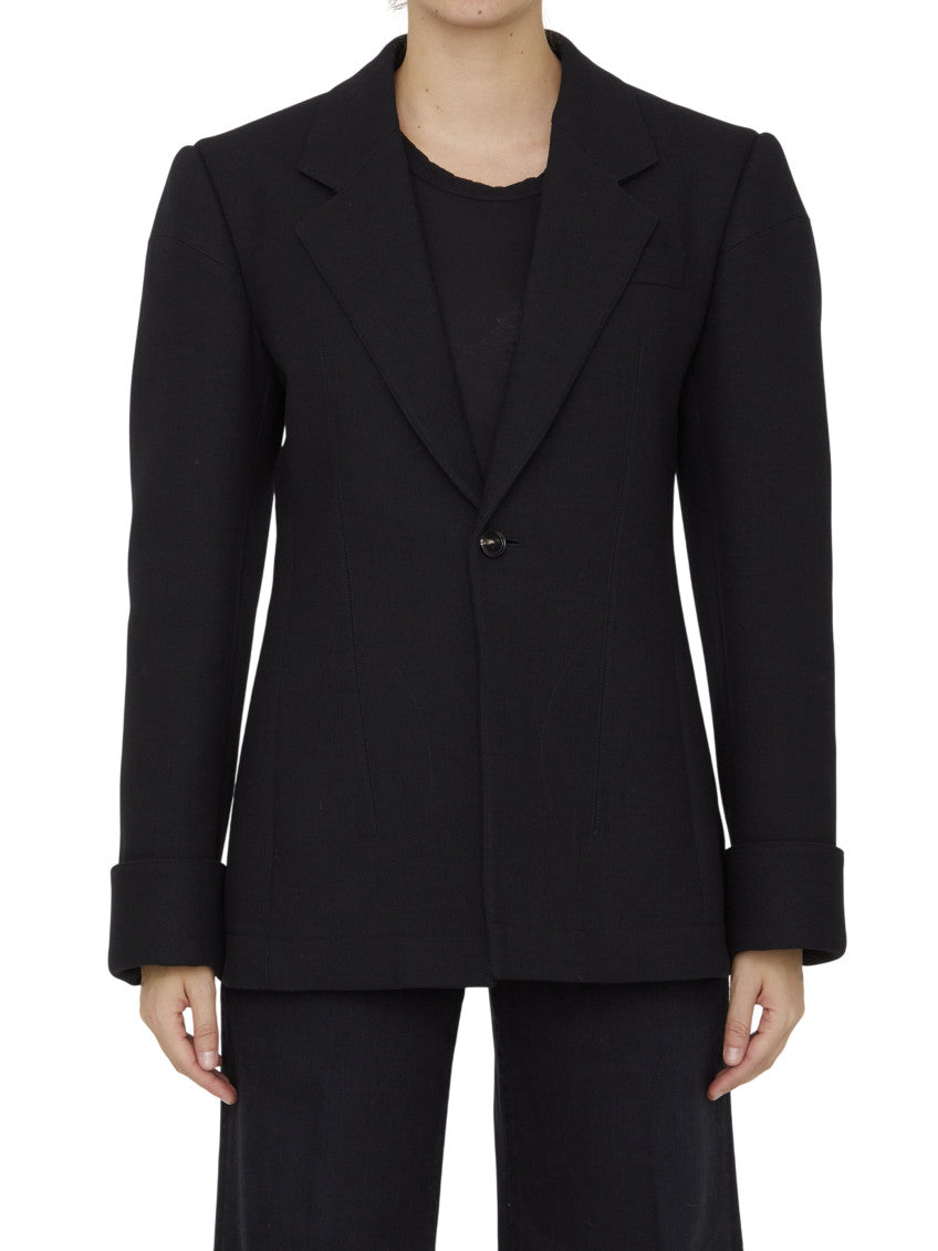 Black Notched Lapel Blazer 1