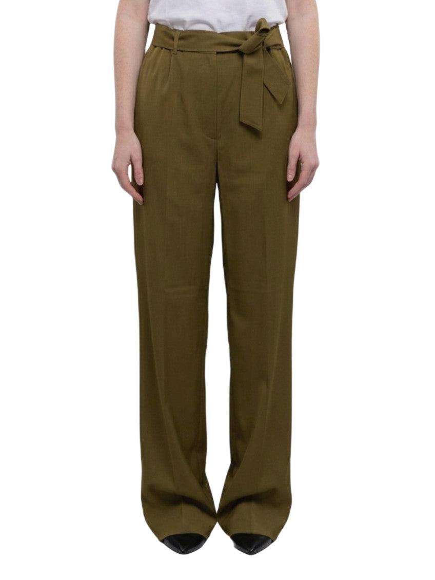 Green Regular Flat Front Pants 1