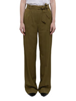 Green Regular Flat Front Pants 1