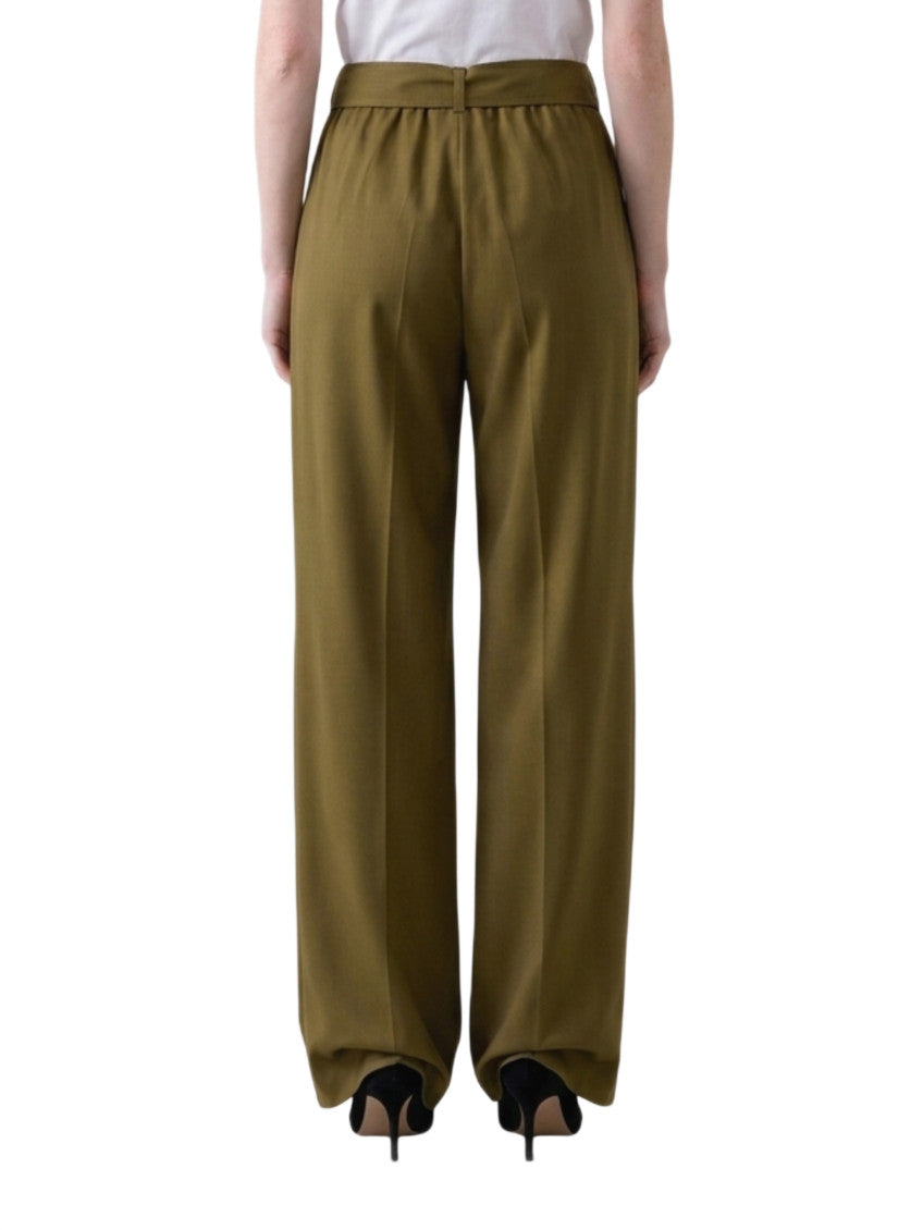 Green Regular Flat Front Pants 2