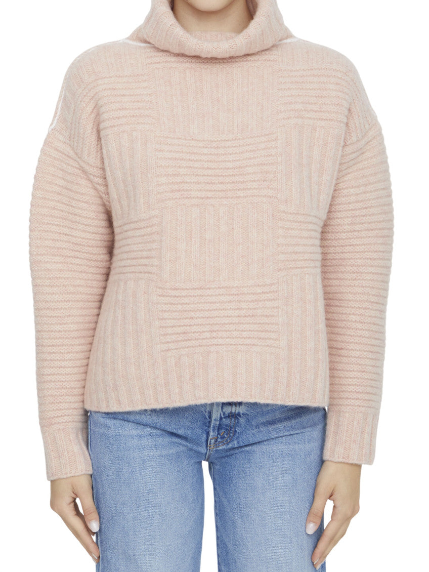 Light Pink Textured Turtle Neck Sweater 1