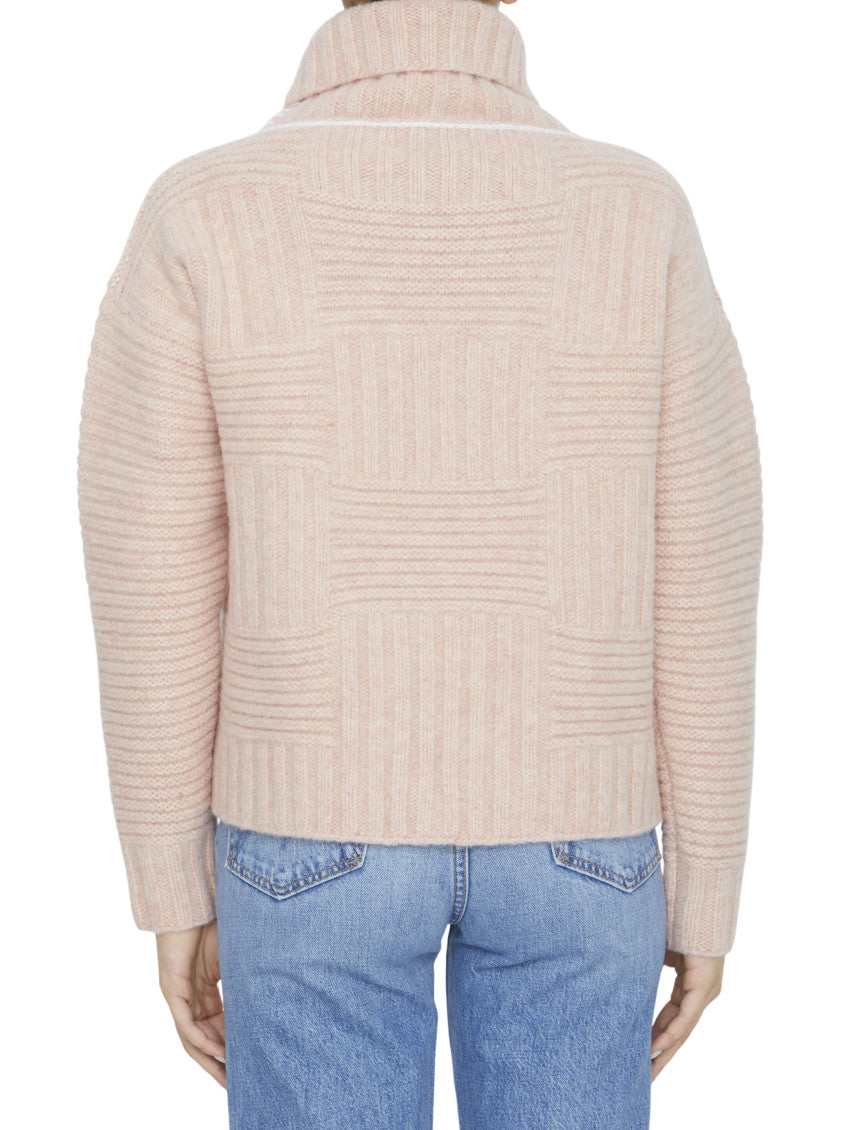 Light Pink Textured Turtle Neck Sweater 2